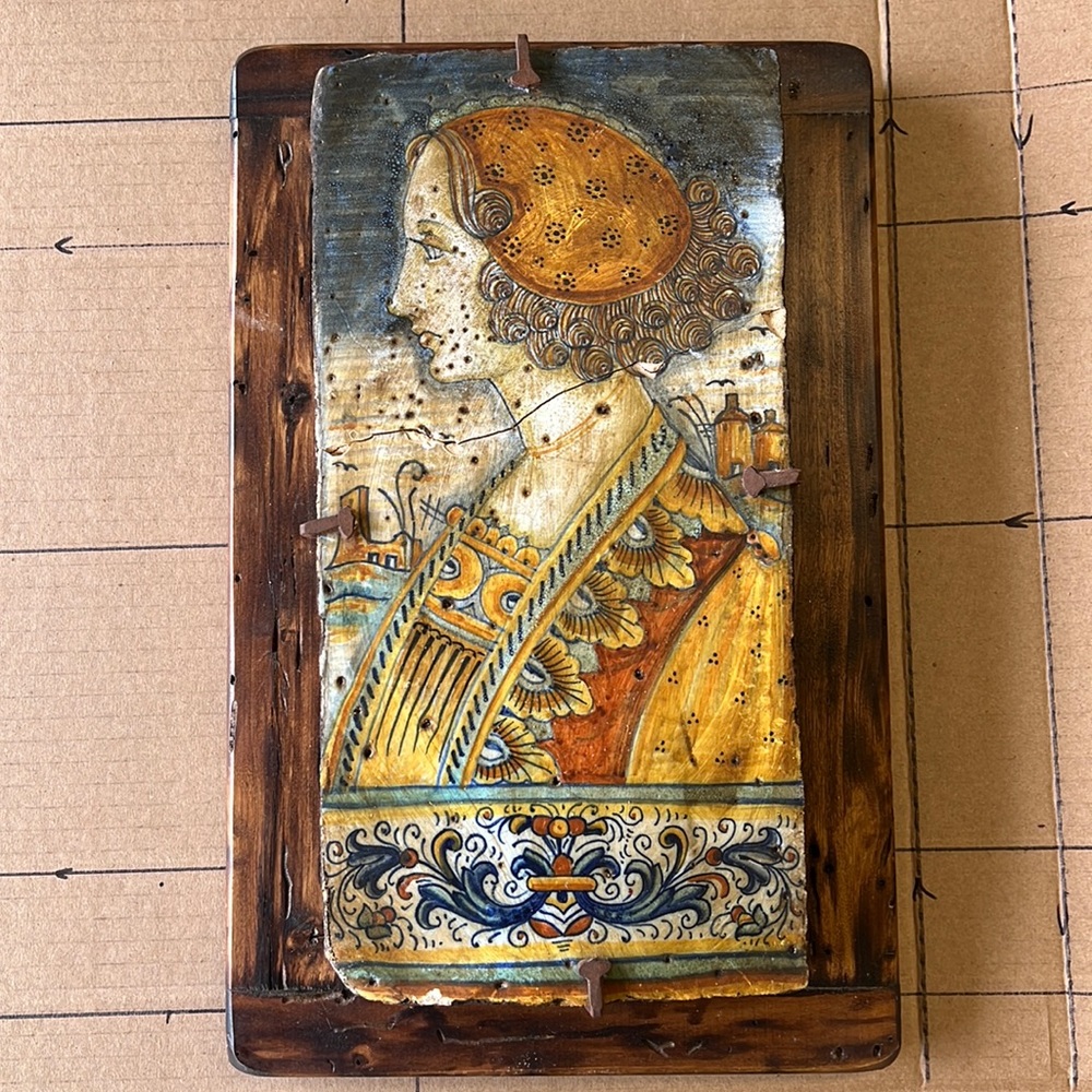Hand painted Tuscan terra cotta roof tile